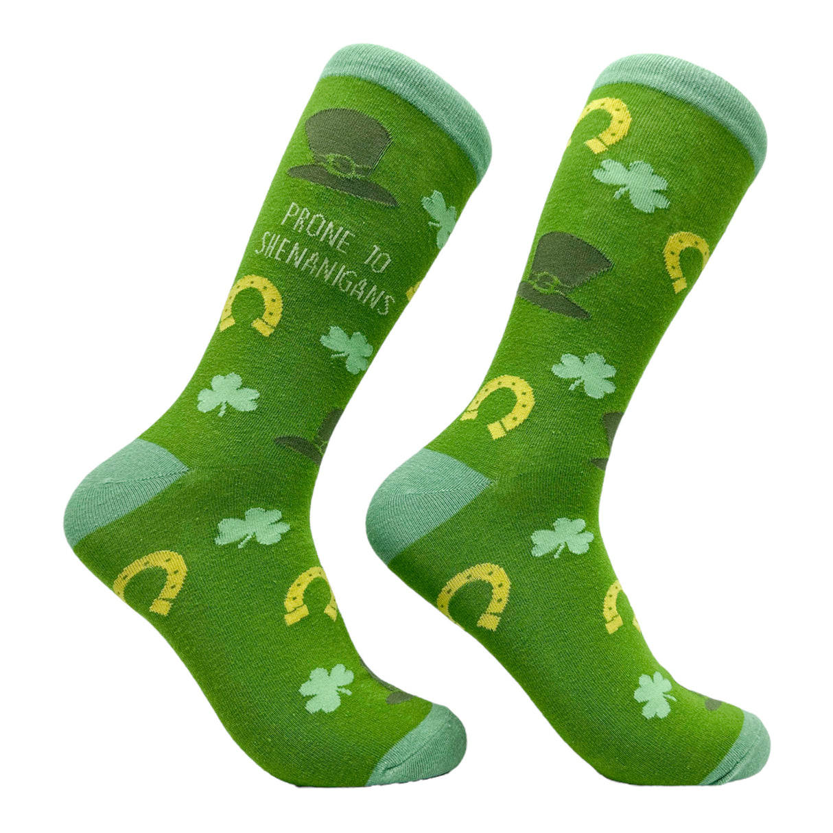 Women's Prone to Shenanigans Socks Funny St Paddys Day Parade Clover Footwear