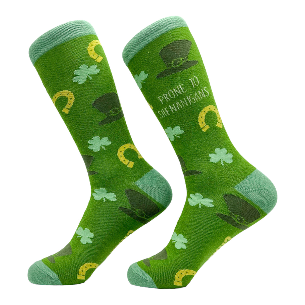 Women's Prone to Shenanigans Socks Funny St Paddys Day Parade Clover Footwear