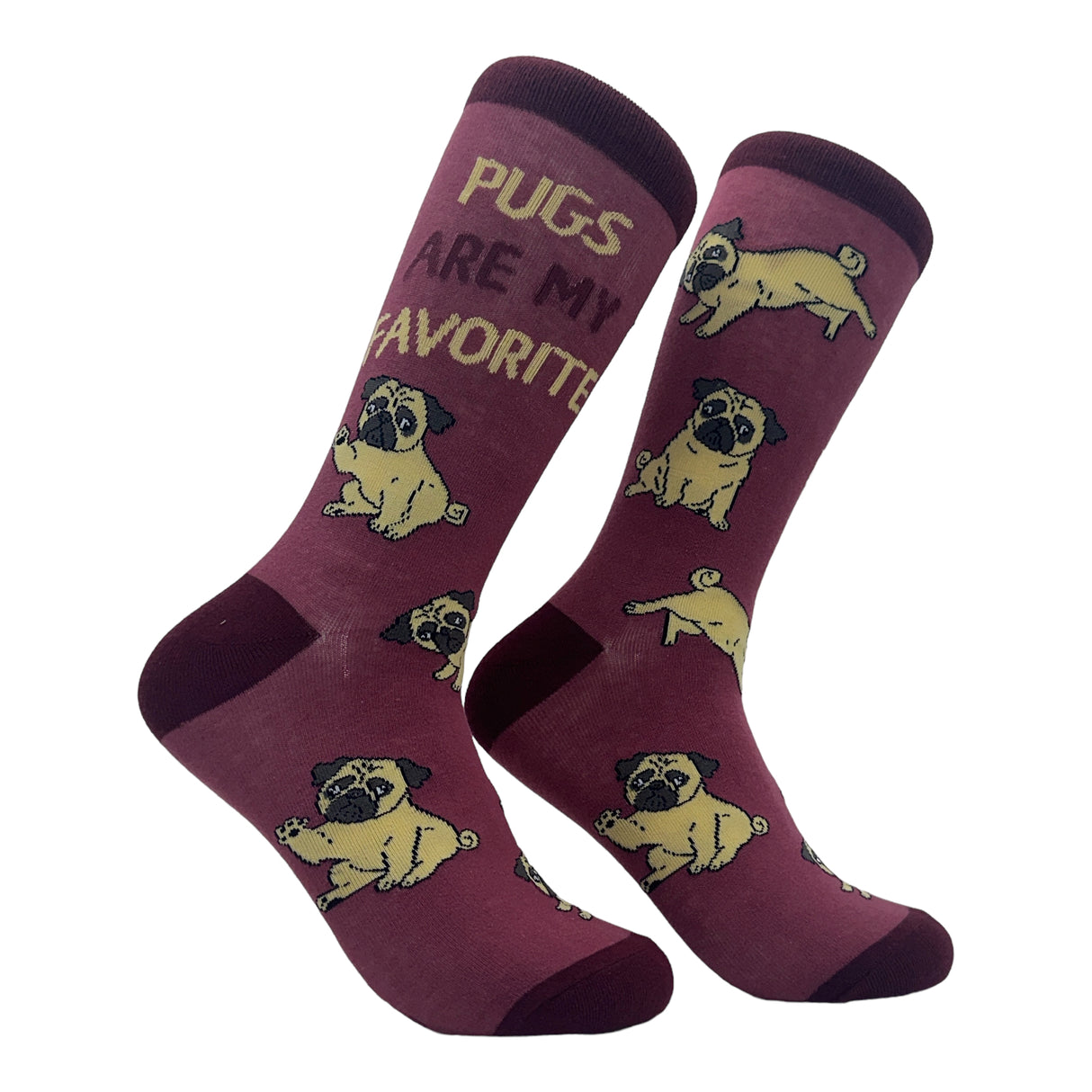 Women's Pugs Are My Favorite Socks Funny Pet Cute Puppy Lovers Footwear