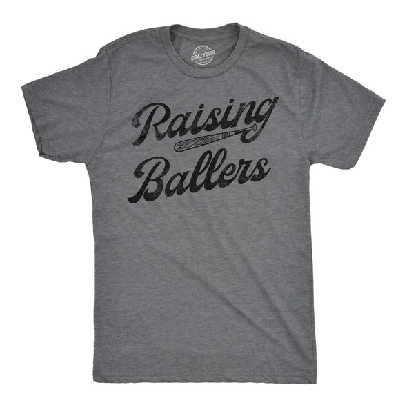 Mens Funny T Shirts Raising Ballers Sarcastic Baseball Graphic Tee For Men