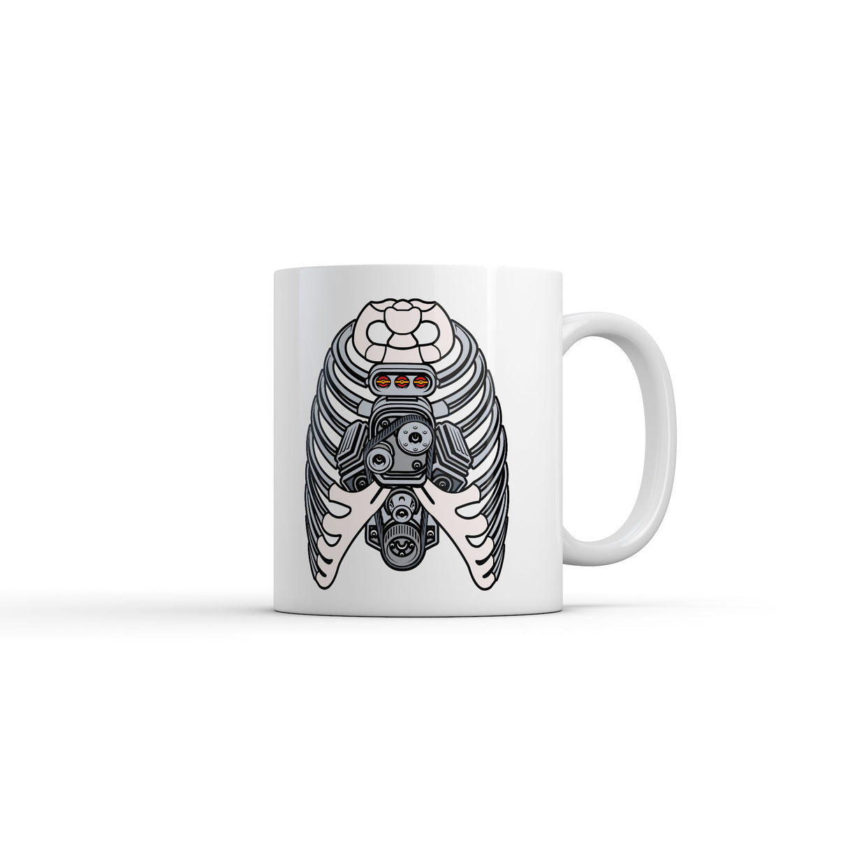 Ribcage Engine Mug Funny Sarcastic Mechanic Graphic Novelty Coffee Cup-11oz