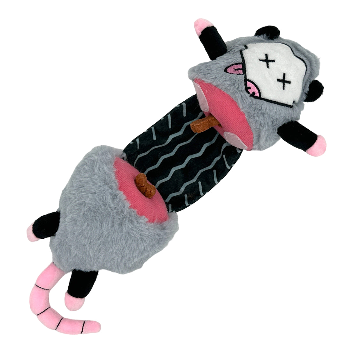 Roadkill Opossum Dog Toy Funny Dead Ran Over Possum Stuffed Chew Toy With Hidden Treat Compartments - Rip and Reveal Interactive Chew