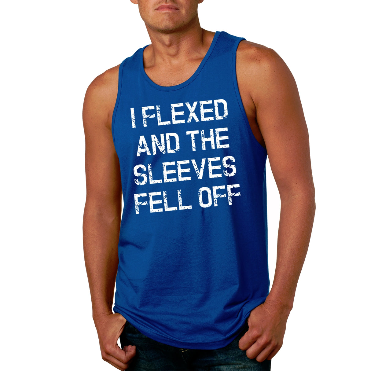 Mens I Flexed and the Sleeves Fell Off Tank Top Funny Sleeveless Gym Workout Shirt