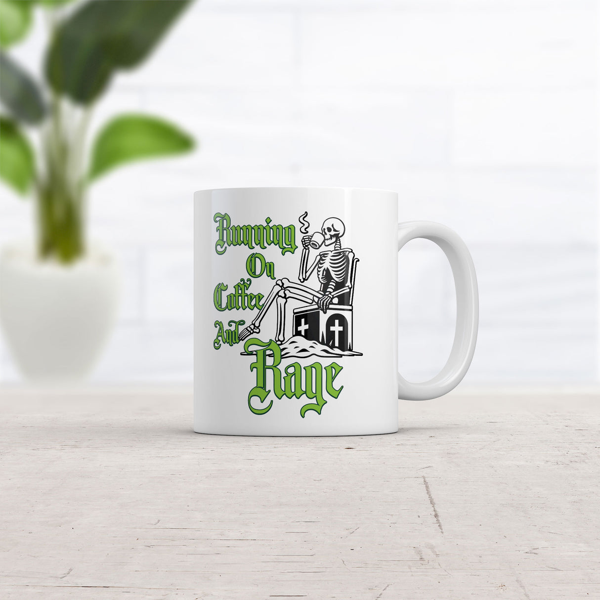 Running On Coffee and Rage Mug Funny Sarcastic Caffeine Graphic Novelty Coffee Cup-11oz