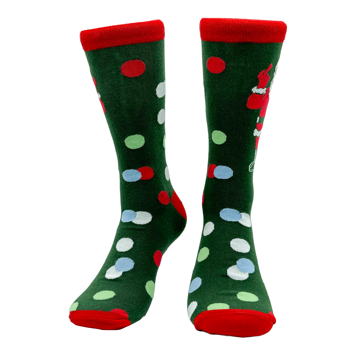 Men's Santa Flipping Bird Socks Funny Offensive Xmas Middle Finger Footwear