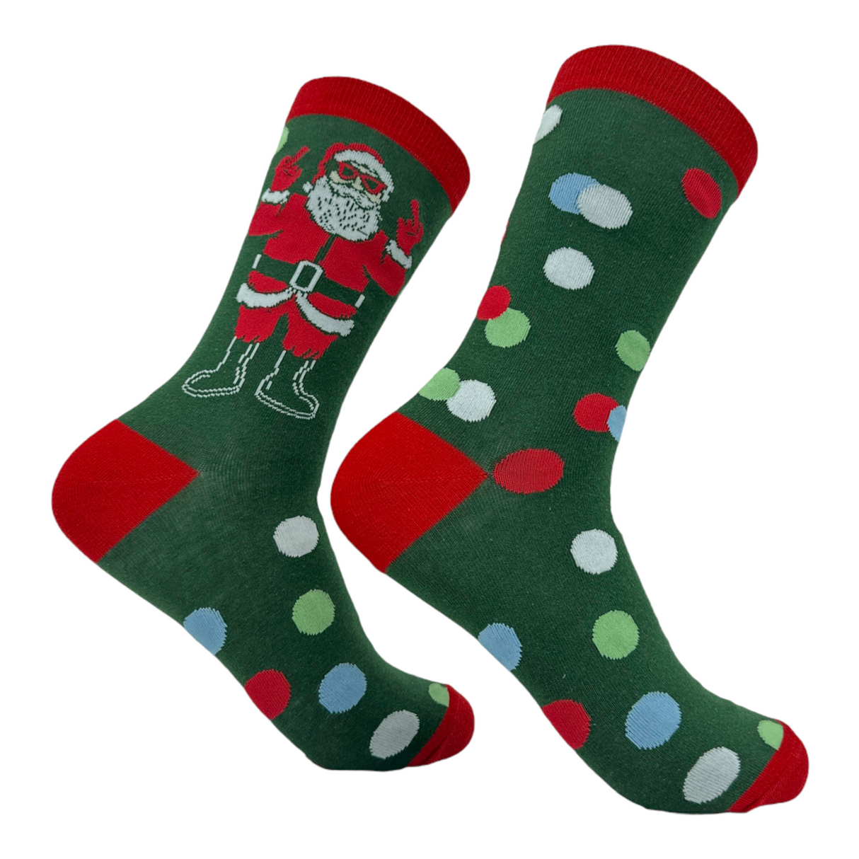 Women's Santa Flipping Bird Socks Funny Offensive Xmas Middle Finger Footwear