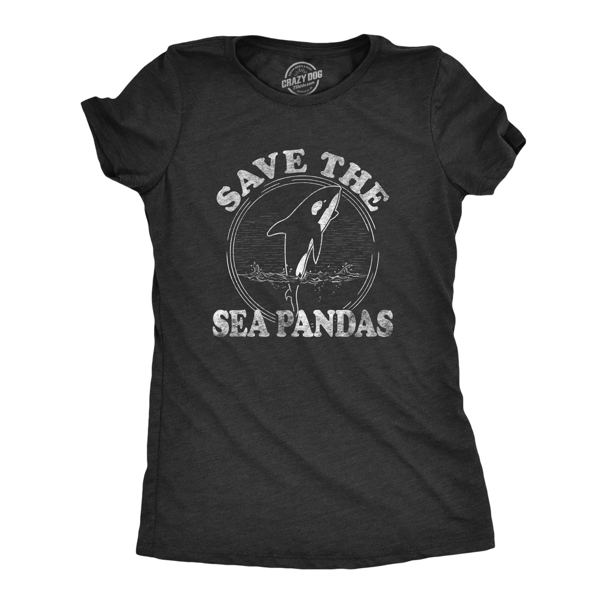 Womens Save The Sea Pandas Funny Whale Orca Dolphin Ocean Life T shirt