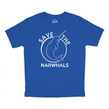 Youth Save The Narwhals Tshirt Funny Narwhal Unicorn Shirt For Kids