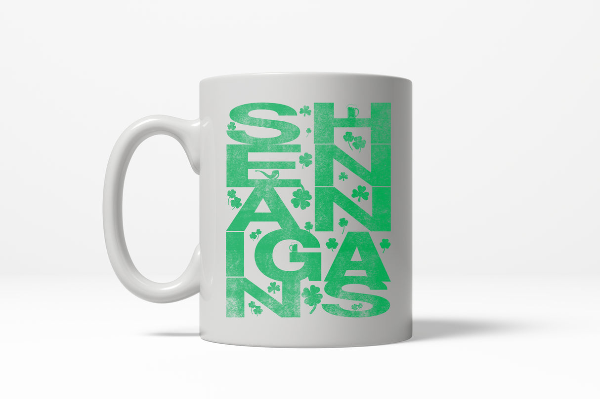 Shenanigans Covered In Clovers Vintage Irish St. Patricks Day Ceramic Coffee Drinking Mug - 11oz