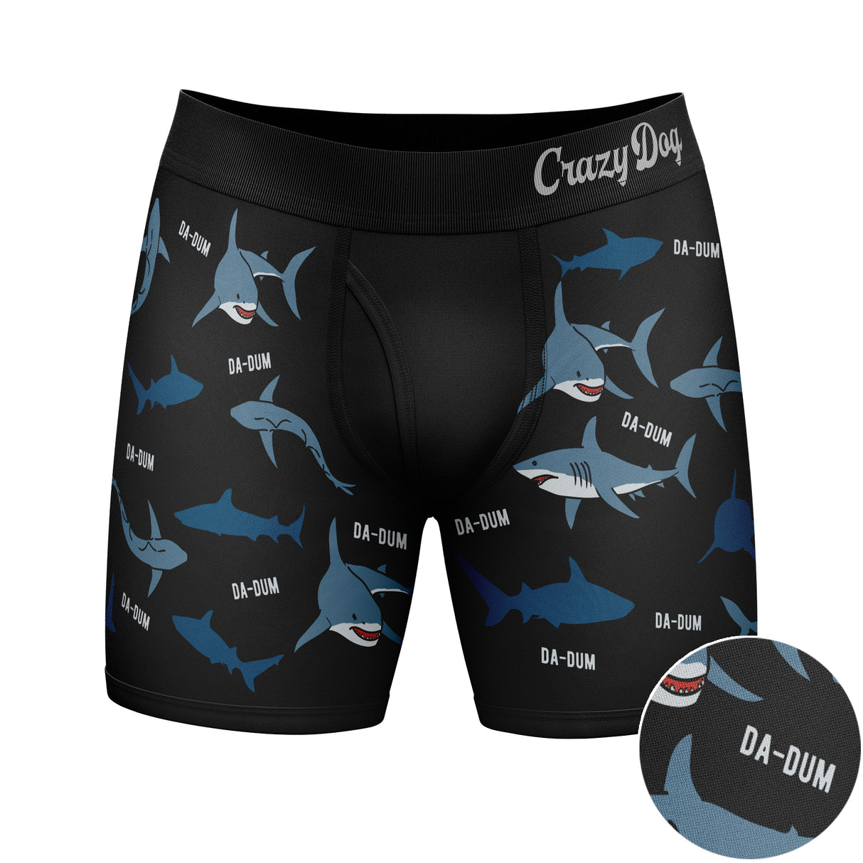 Mens Sharks Da Dum Boxer Briefs Funny Shark Attack Graphic Novelty Underwear For Guys