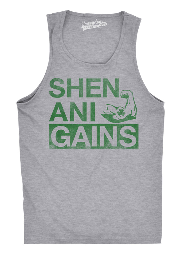 Mens ShenaniGains Funny Workout Saint Patricks Day T Shirt St Patty Shamrock