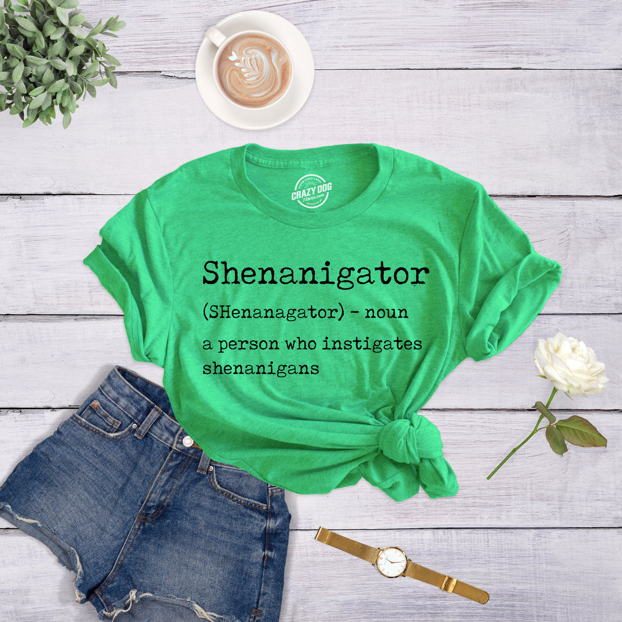 Womens Shenanigator Tshirt Funny St Patricks Day Party Parade Graphic Novelty Tee