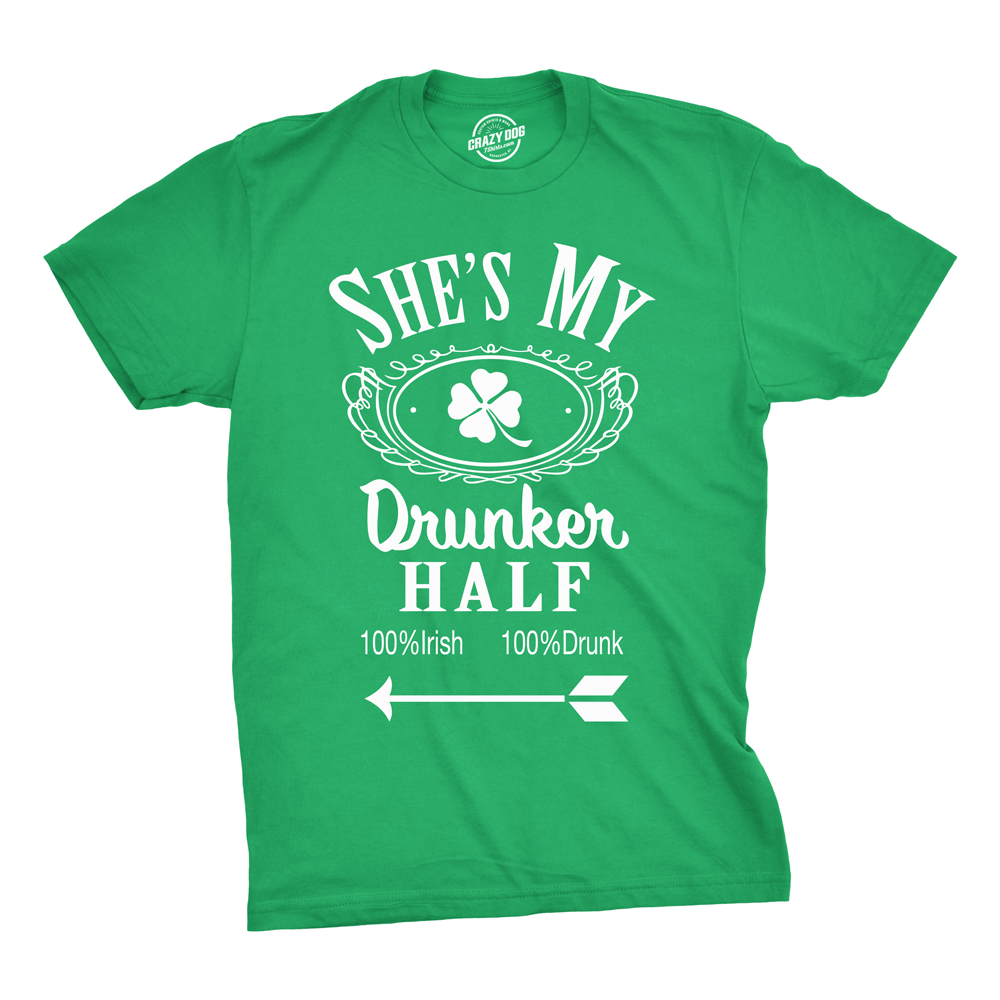 Womens Hes My Drunker Half Funny Party Couple Pub Crawl Shamrock Cute T Shirt