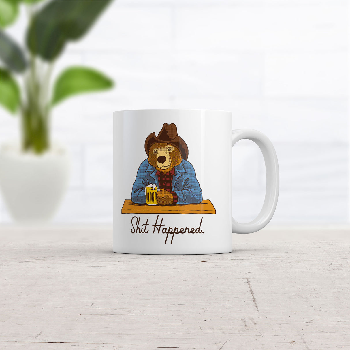 Shit Happened Mug Funny Sarcastic Bear Graphic Novelty Coffee Cup-11oz