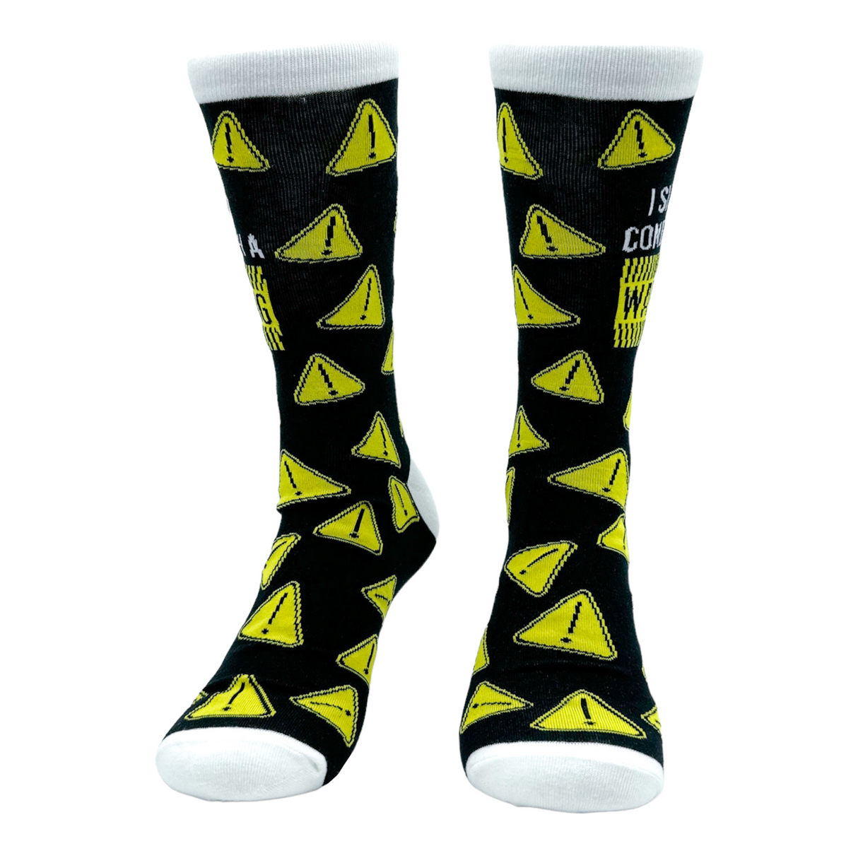 Men's I Should Come With A Warning Socks Funny Caution Sign Footwear