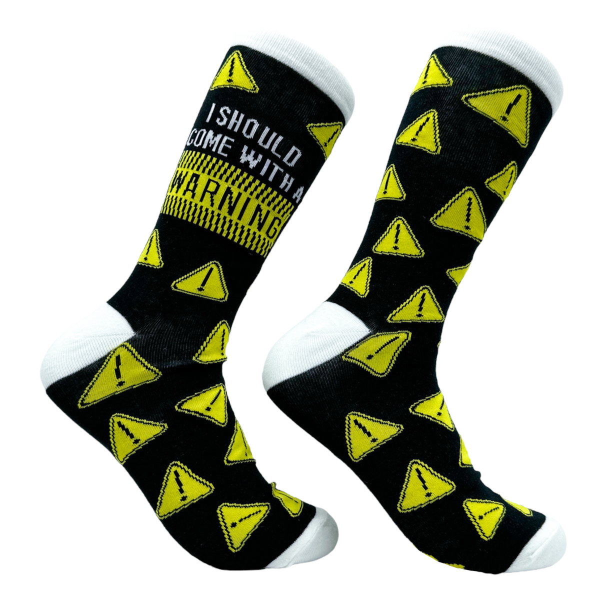 Men's I Should Come With A Warning Socks Funny Caution Sign Footwear