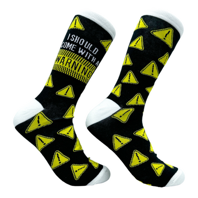 Women's I Should Come With A Warning Socks Funny Caution Sign Footwear