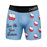 Mens Show Me Your Bobbers Boxer Briefs Funny Fishing joke Graphic Novelty Underwear