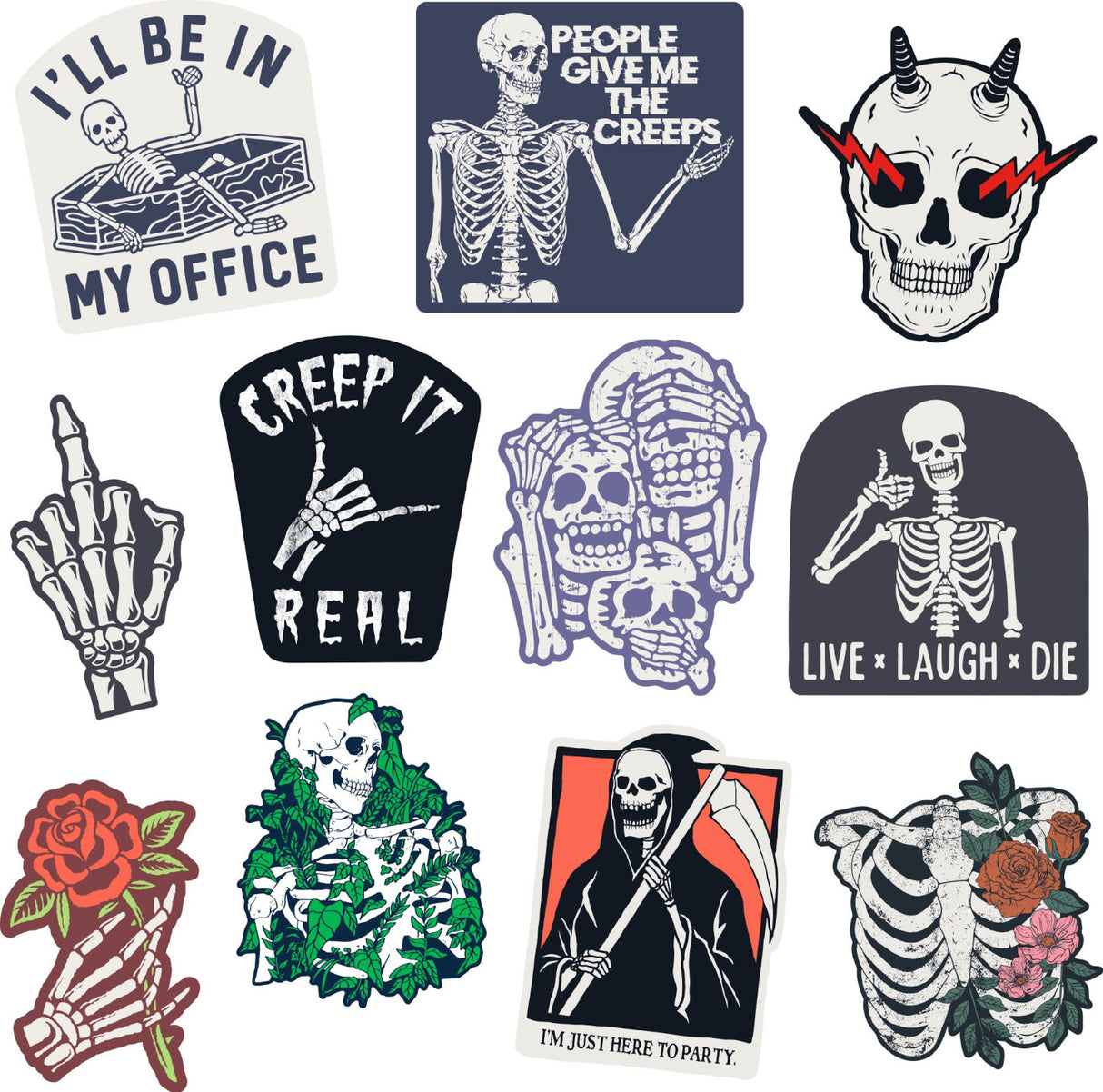 Skeleton Sticker Extra Large Stickers for Adults Funny Adhesives with Memes