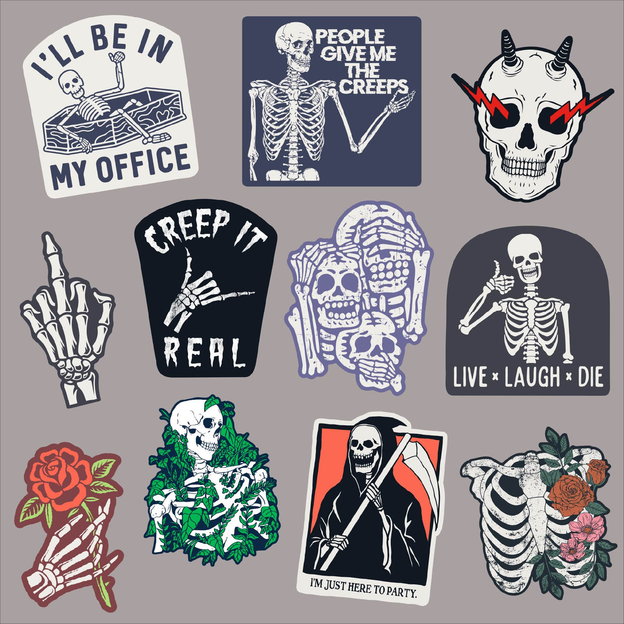 Skeleton Sticker Extra Large Stickers for Adults Funny Adhesives with Memes