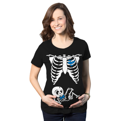 Maternity Baby Girl Skeleton Cute Halloween Pregnancy Bump Tshirt