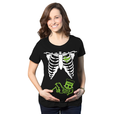Maternity Frankenstein Baby Bump Fall Film Movie Cute Halloween Pregnancy Tshirt