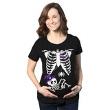 Maternity Witch Baby Bump Skeleton Cute Pregnancy Tshirt Halloween Night