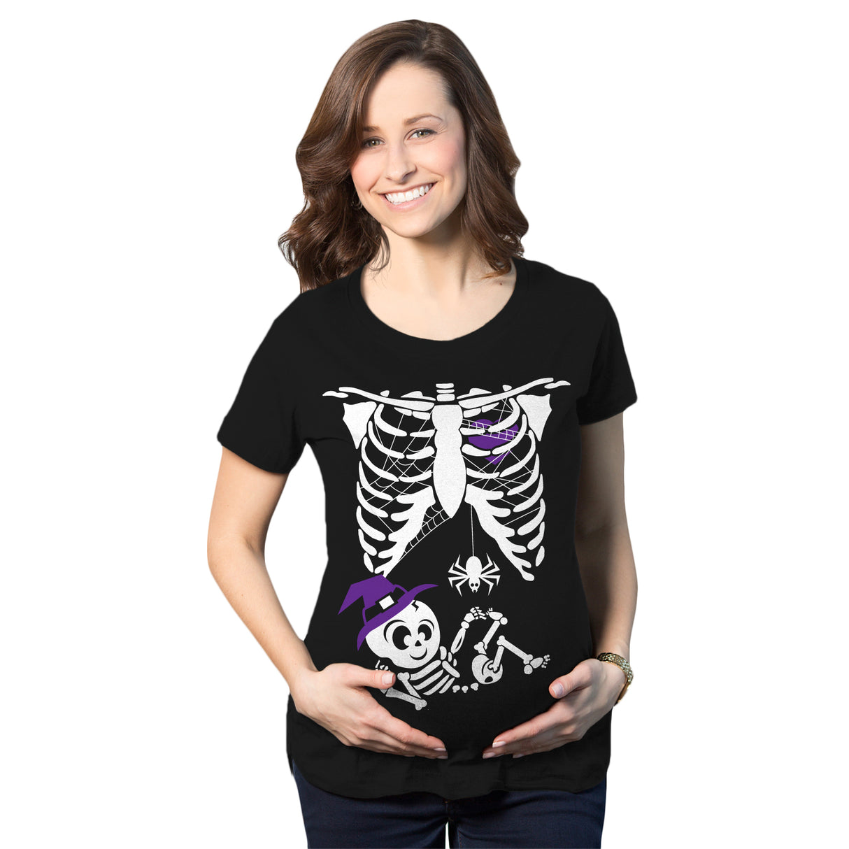 Maternity Skeleton Baby Monster Pumpkin Tshirts Cute Pregnancy Halloween Tees