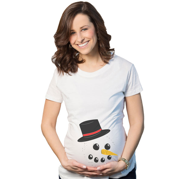 Maternity Snowman Face Announcement Pregnancy Funny Christmas Pregnancy T shirt