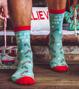 Men's It's Not Going To Lick Itself Socks Funny Christmas Candycane Holiday Graphic Footwear