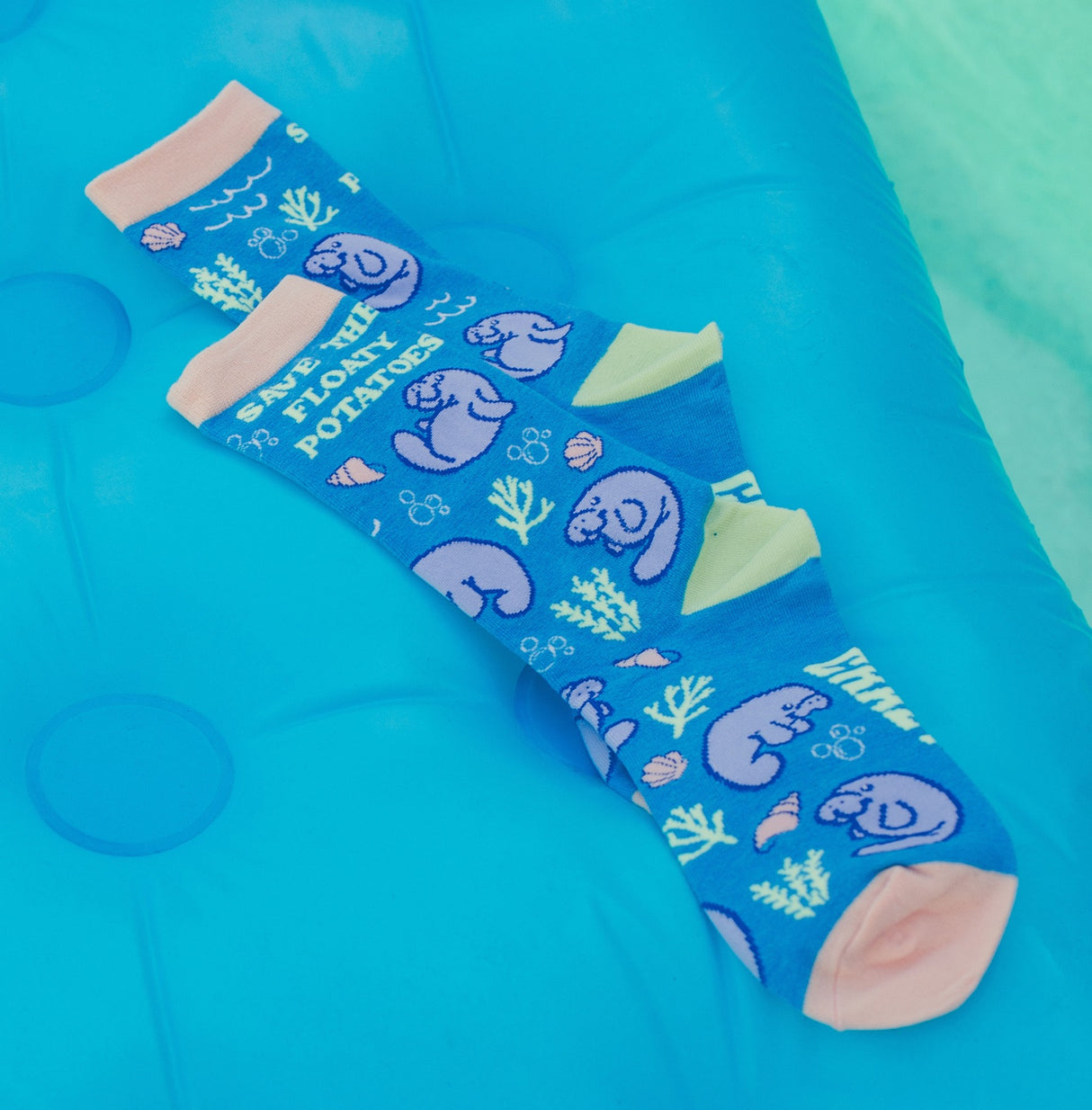 Women's Save The Floaty Potatoes Socks Funny Manatee Ocean Novelty Graphic Footwear