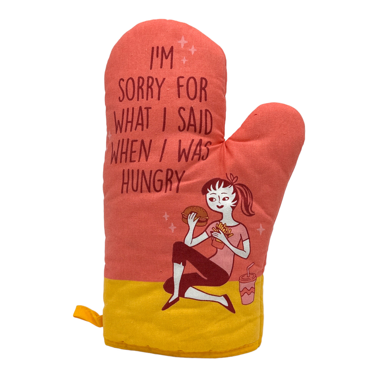 Im Sorry for What I Said When I Was Hungry Oven Mitt Funny Hangry Apology Novelty Kitchen Pot Holder