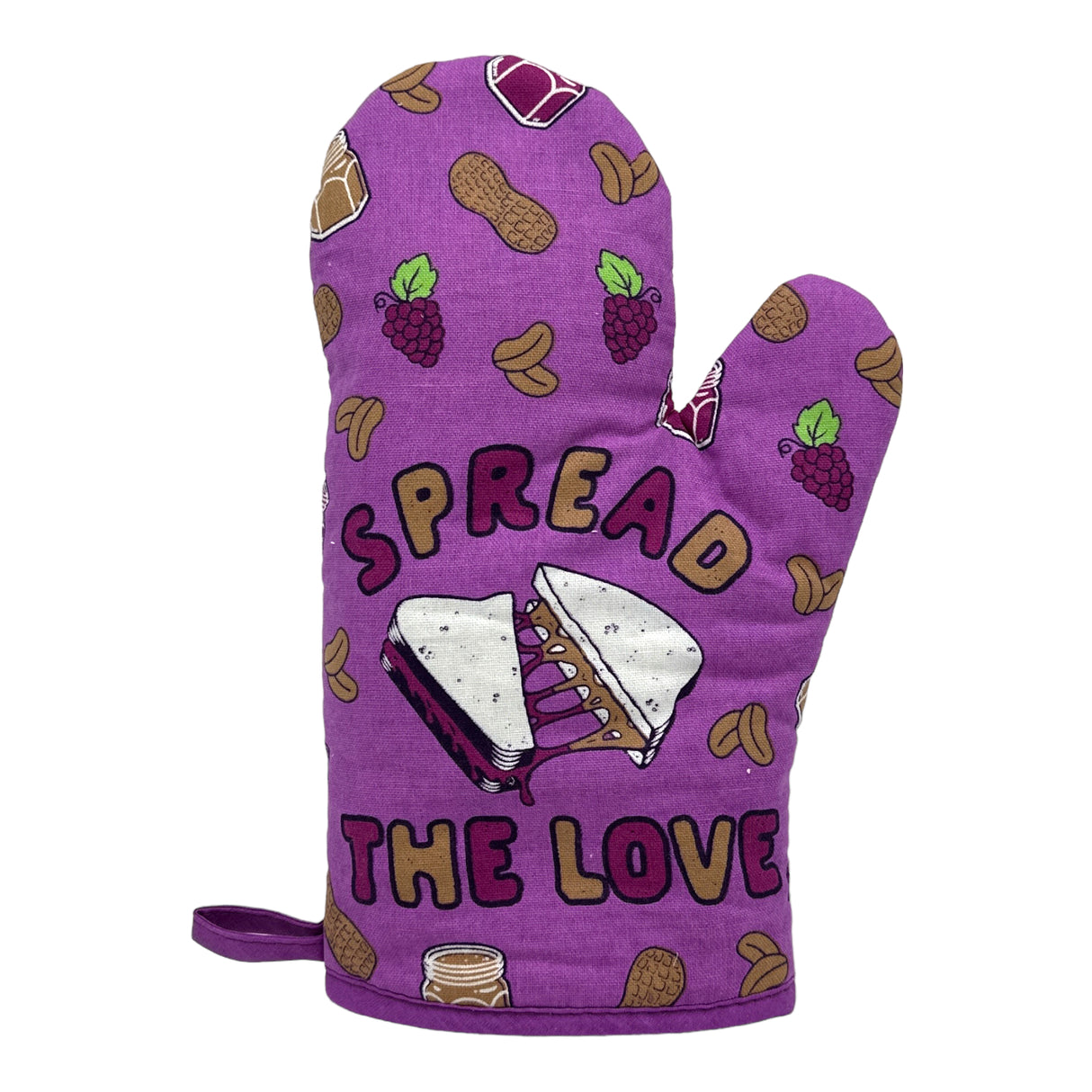 Spread The Love PB & J Oven Mitt Funny Peanut Butter And Jelly Sandwich Novelty Kitchen Pot Holder