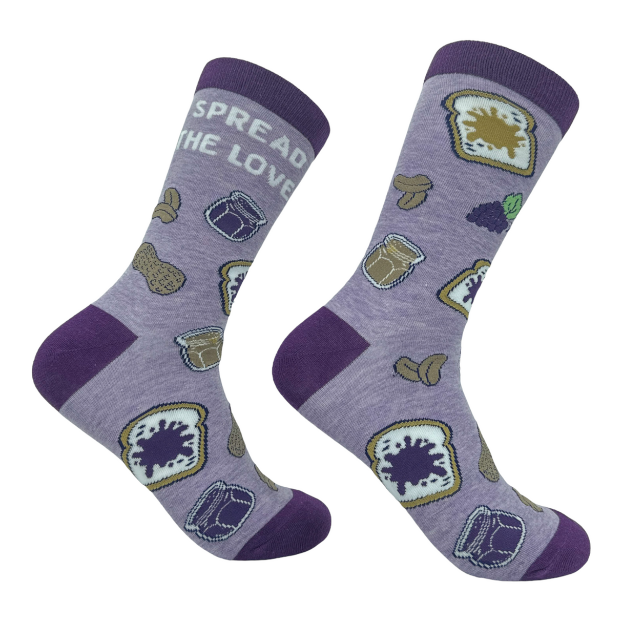 Women's Spread The Love Socks Funny Peanut Butter Jelly Sandwich Novelty Footwear