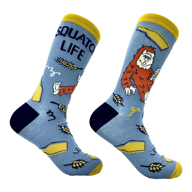 Men's Squatch Life Socks Funny Drunk Bigfoot Sasquatch Partying Joke Footwear