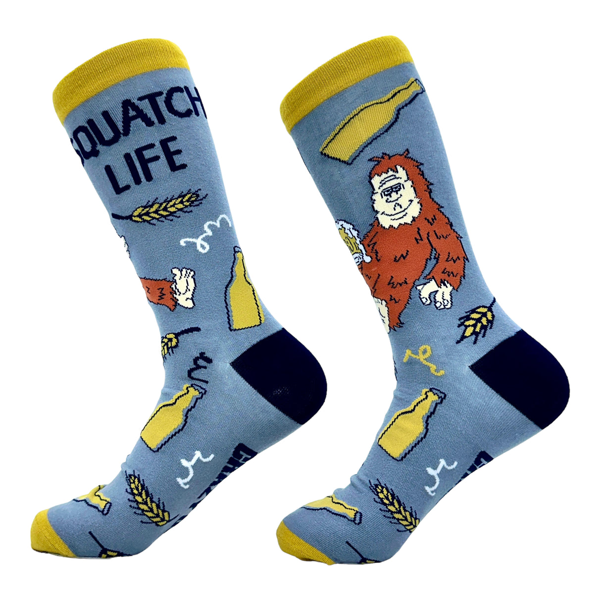 Men's Squatch Life Socks Funny Drunk Bigfoot Sasquatch Partying Joke Footwear