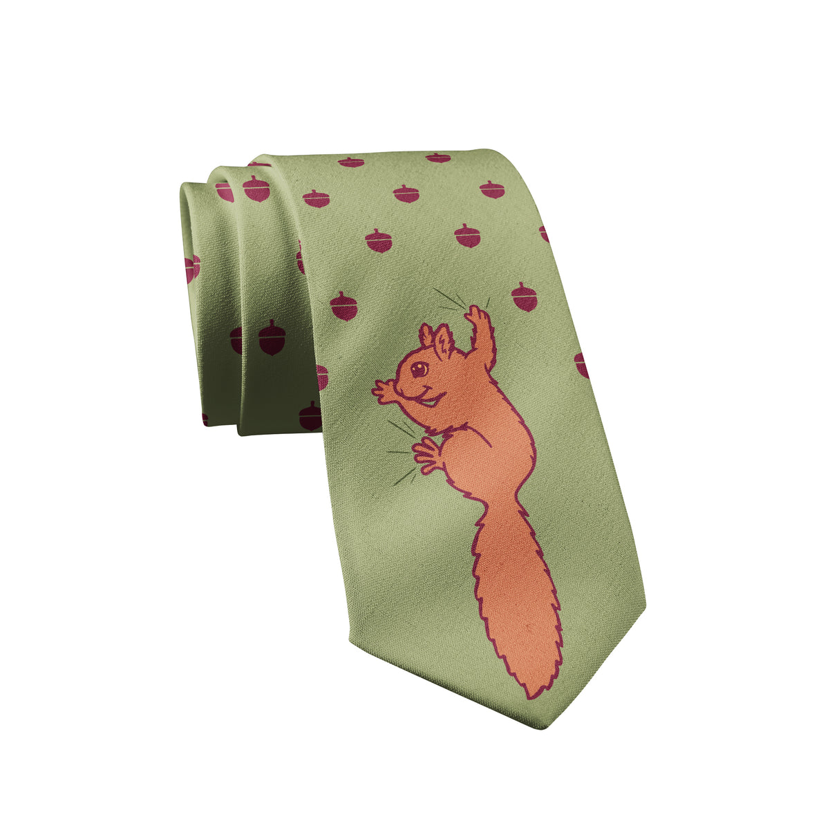 Squirrel Acorns Tie Funny Cute Sarcastic Graphic Novelty Necktie