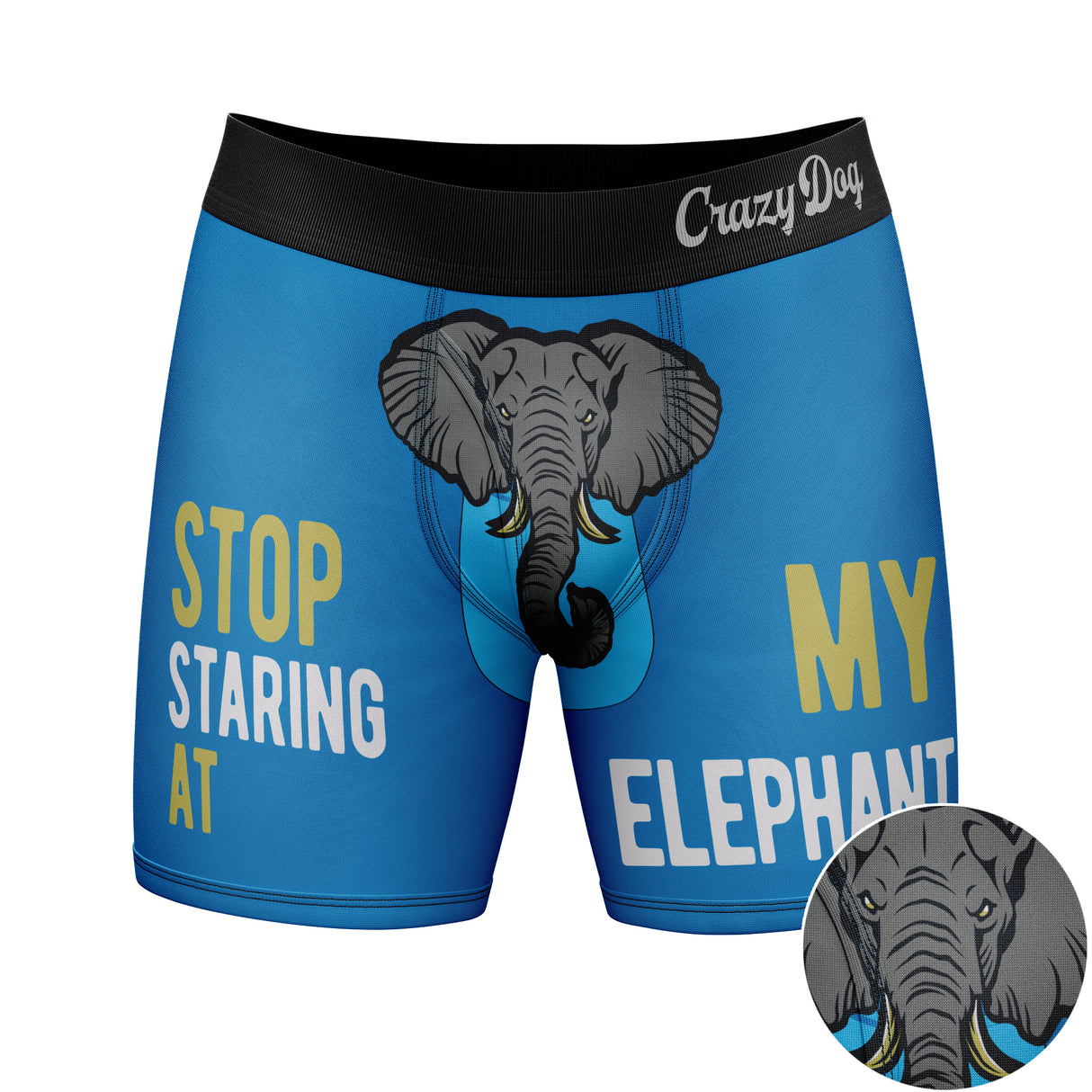 Mens Stop Staring At My Elephant Boxer Briefs Funny Animal Underwear Elephant Joke