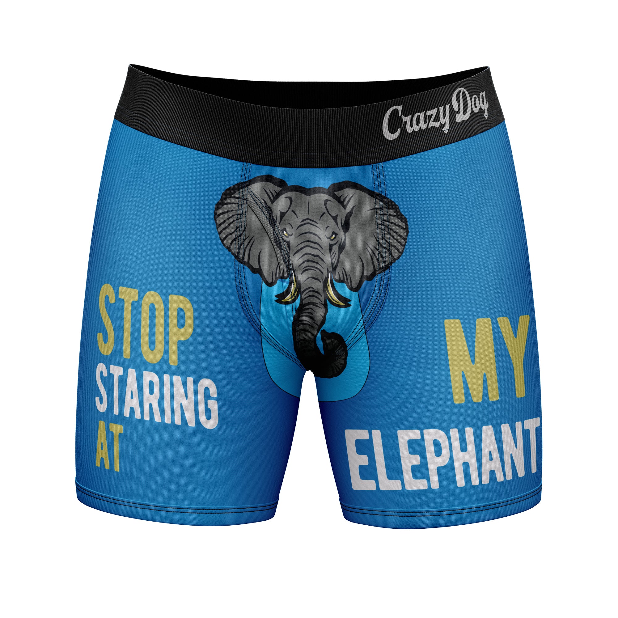 Mens Stop Staring At My Elephant Boxer Briefs Funny Animal