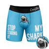 Mens Stop Staring At My Shark Boxers Funny Sarcastic Sexual Joke Novelty Underwear For Guys