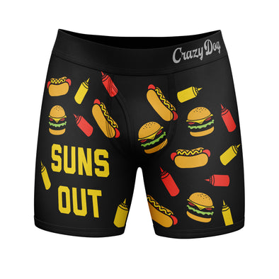 Mens Suns Out Buns Out Boxer Brief Funny Sarcastic Vacation Underwear Novelty Gag Gift