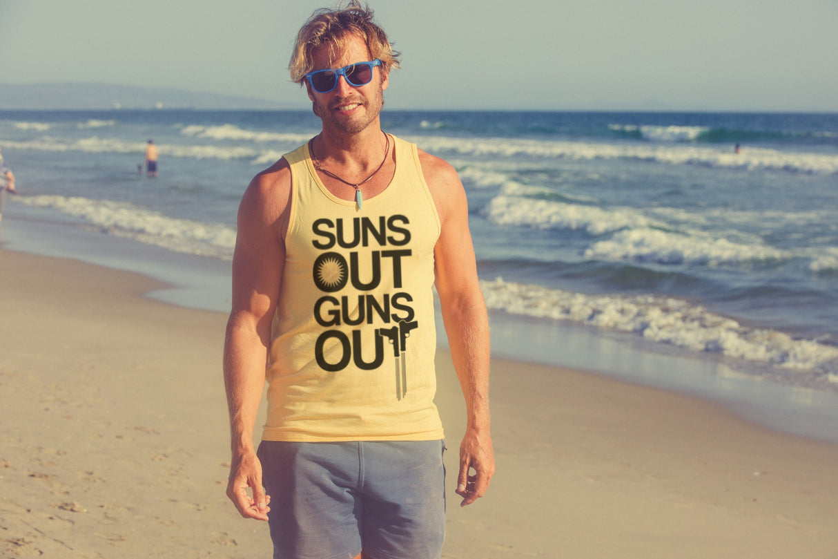 Mens Suns Out Guns Out Tank Funny Workout Tanks Hilarious Gym Shirt