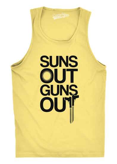 Mens Suns Out Guns Out Tank Funny Workout Tanks Hilarious Gym Shirt