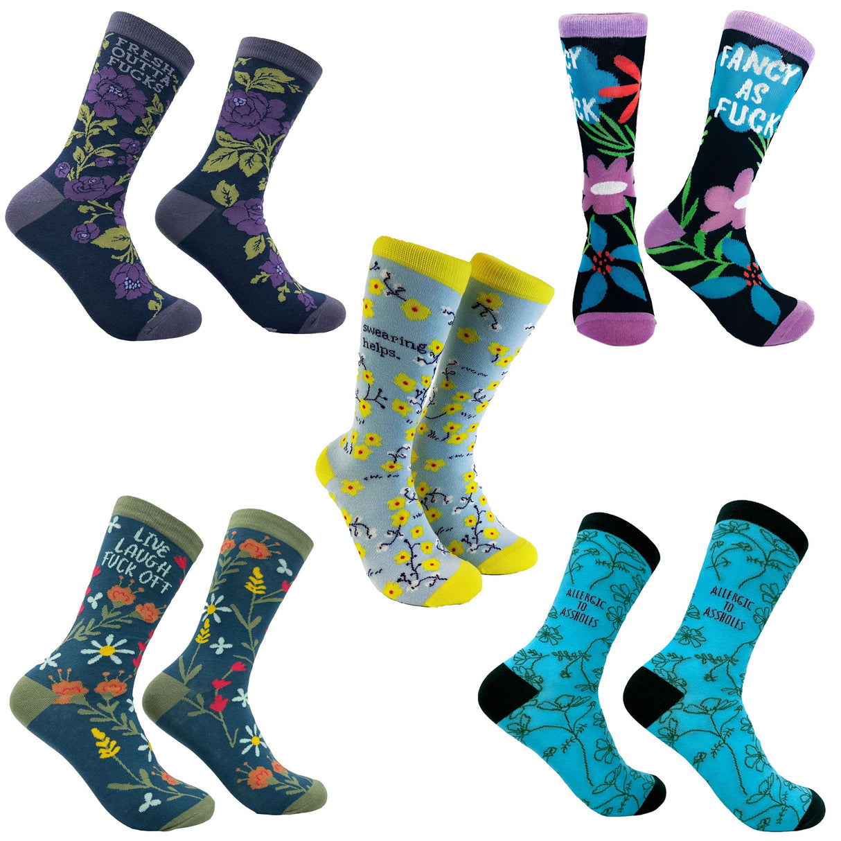 Womens Funny Sock Bundles Cute Socks with Sarcastic Sayings and Fun Graphic Designs