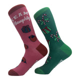 Team Naughty Team Nice Socks Funny Xmas Party Santas List Joke Footwear