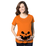 Maternity Teardrop Eyes Pumpkin Face Halloween Pregnancy Announcement T Shirt