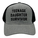 Teenage Daughter Survivor Hat Funny Sarcastic Parenting Graphic Novelty Cap