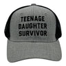 Teenage Daughter Survivor Hat Funny Sarcastic Parenting Graphic Novelty Cap