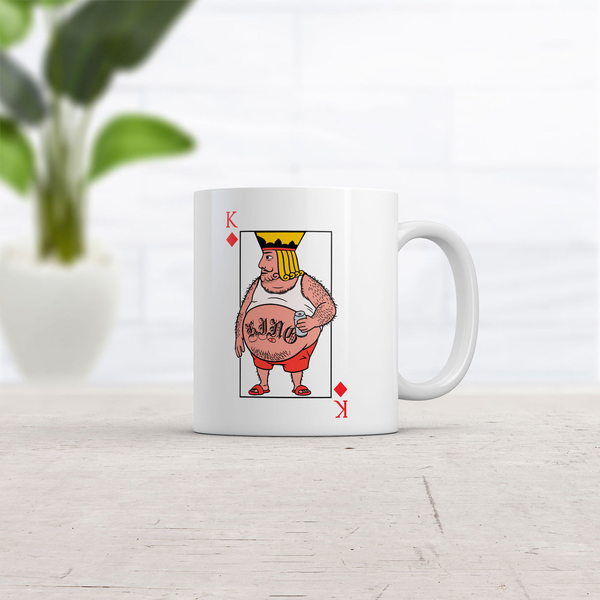 Lonely King Of Diamonds Mug Funny Sarcastic Playing Card Graphic Novelty Coffee Cup-11oz