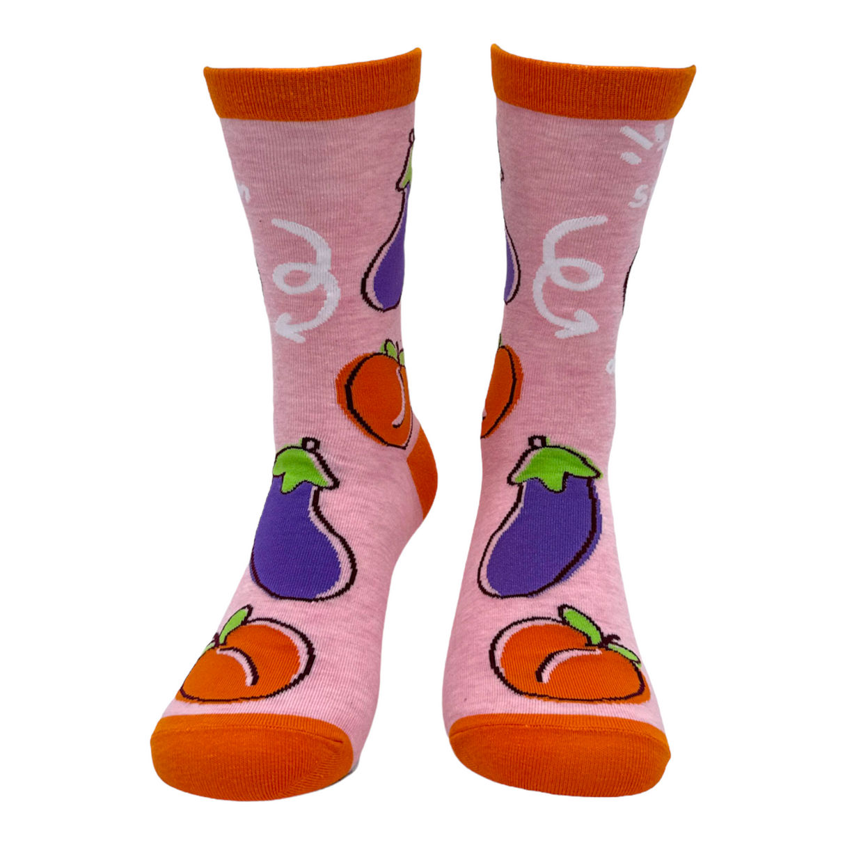 Women's These Stay On During Sex Socks Funny Silly Naughty Eggplant Peach Footwear